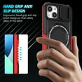 thumbnail image 5 of Case for iPhone 13, with Sliding Camera Cover, with Rotating Finger Ring Holder Magnetic Bracket Hybrid Hand Grip Protective Shockproof Phone Case Cover for iPhone 13 - Red + Black, 5 of 10