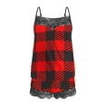thumbnail image 5 of Tnhcen Christmas Women's 2-Piece Pajama Sets Lace Splicing Print Sleeveless Sling Tank Shorts Snug Nightwear Homewear S-2XL, 5 of 5