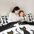 thumbnail image 4 of Homewish Funny Black Cat Bedding Comforter Set 7 Pieces for Teens, Cartoon Kitten Lover Full Bedding Set, Kawaii Cute Animal Reversible Fitted Sheet Flat Sheet, Breathable Home Decor, 4 of 7