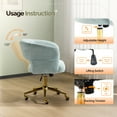 thumbnail image 3 of Zimtown Desk Chair with 360 Swivel Adjustable Flannel Accent Chair for Vanity Bedroom Office, Mint Green, 3 of 10