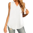 thumbnail image 1 of Playeras,Blusas y Tops,Ropa para Mujer Camisetas sin mangas para las mujeres Blusa elegante de verano para mujer, blusa sin mangas de gasa, blusa holgada informal con cuello uso diario (White, XXL), 1 of 6