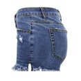thumbnail image 5 of Pantalones cortos de mezclilla cortados para mujer, pantalones cortos de pierna ancha desgastados y deshilachados, pantalones cortos calientes, cómodos y elásticos, 5 of 5