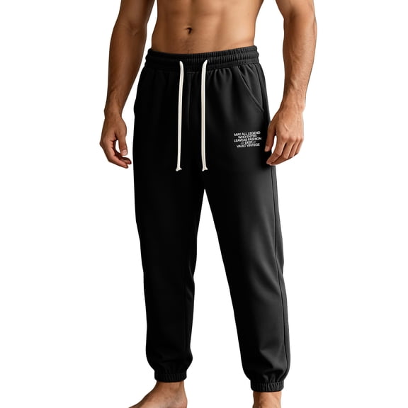 IROINNID Men's Printed Jogger Pants Elastic Drawstring Waist Quick Dry Sports Cuffed Full Length Trousers with Pockets