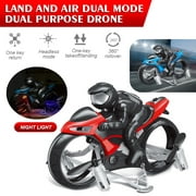 CHUANK RC Cars,RC Car Racing 2-in-1 Land/Air Mode One Key Switch Flying 360° Spinning LED Lights Motorcycle 2.4G RC Drone Quad copter Fly Gift for Children, Boys and Girls. Starters, Or Newbies