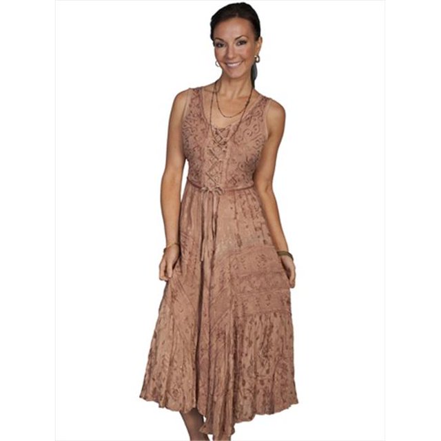 Scully HC118-BEI-XS Honey Creek Robe Sans Manches Longueur Complète à Lacets pour Femmes - Beige - Extra Small
