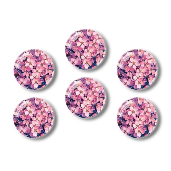 Glass Refrigerator Magnet 6Pcs Magnetic Fridge Sticker,Decor for Kitchen,Whiteboard,Cabinet,Blossoming Sakura In Soft Pink Hue