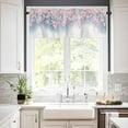 thumbnail image 3 of Floral Kitchen Curtain Valance and Tiers Set 3 Piece Farmhouse Window Treatment Rod Pocket Kitchen Spring Watercolor Peach Blossom Pink Valance Set for Small Window 54"X18"Cafe Curtain, 3 of 6