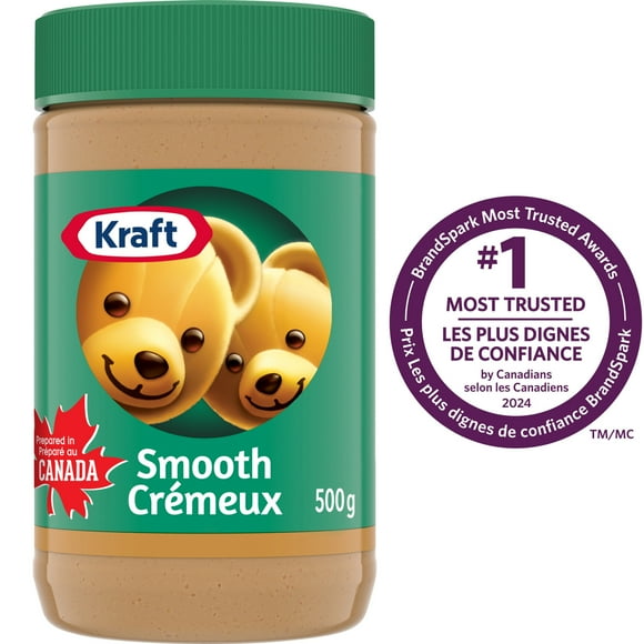 Beurre d’arachide lisse Kraft, Pot de 500 g 500g