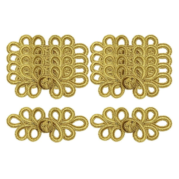 10 pares de nudos chinos Botones Sujetadores de cierre Botón de costura, Decoración de botón de artesanía tradicional para traje Cárdigan Suét Oro Sunnimix Botones de cierre chinos
