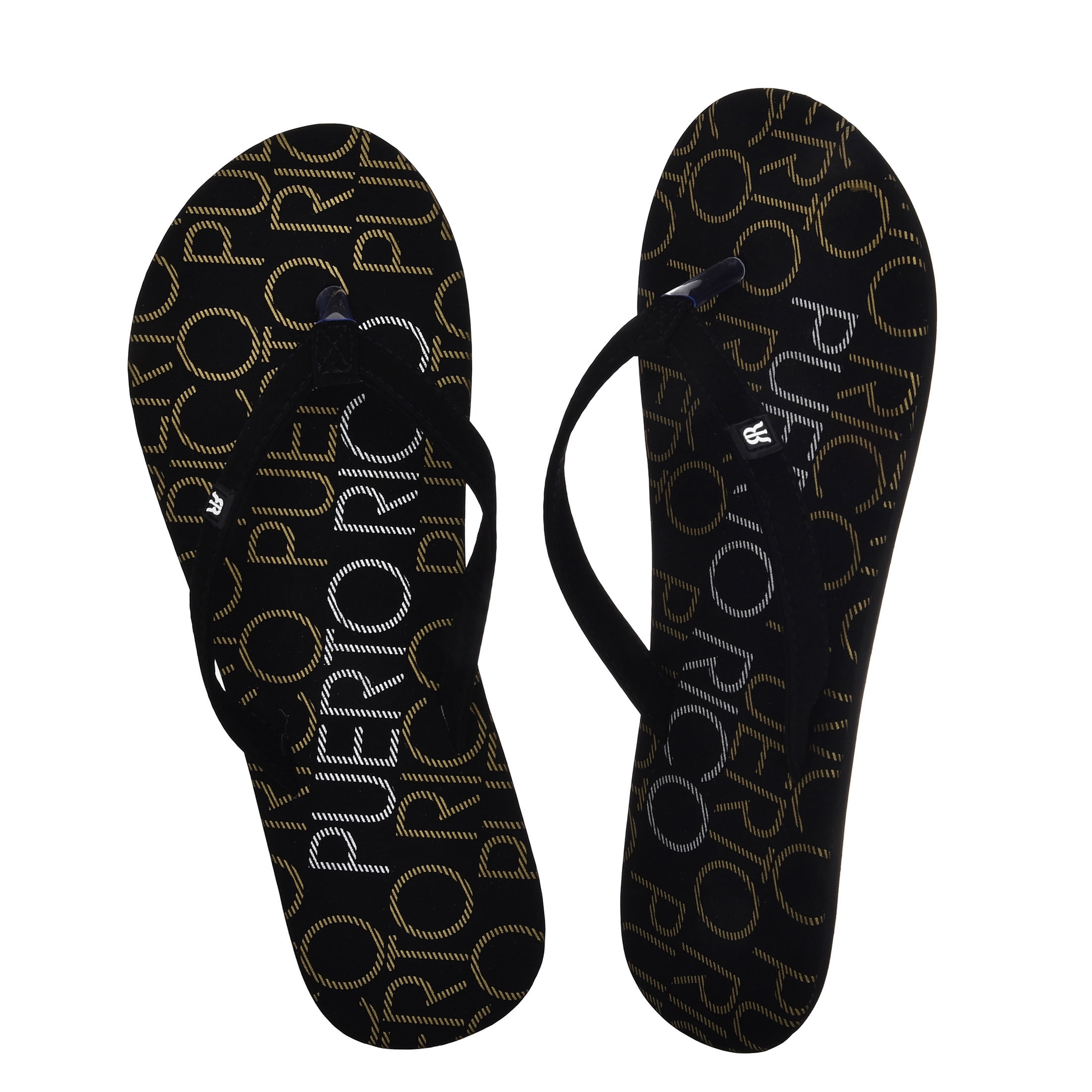 Robin Ruth Womens Flip Flop Black, Designed with Typical Puerto Rico Stamps, Rubber Outsole, Vibrant Colors and Designs