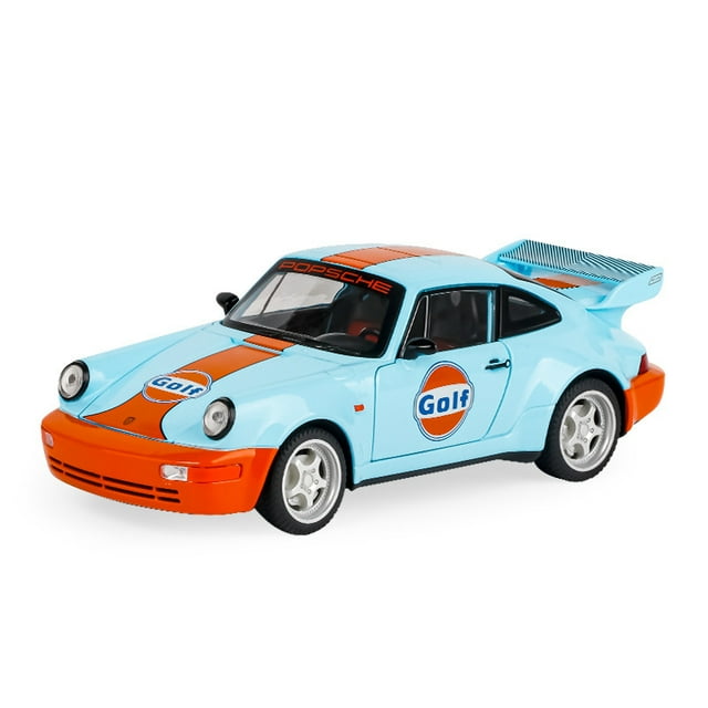 Voiture de Sport 1:24 964 Modèle Réduit en Métal Simulation Jouet d'Anniversaire pour Enfant F588 Bleu Sans Boîte