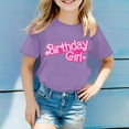 thumbnail image 2 of Chemises pour Tout-Petits Motif Lettres Décontracté Imprimé Multicolore Col Rond Manches Courtes Hauts pour Filles, T-Shirts Violets 10 Ans-11 Ans, 2 of 4