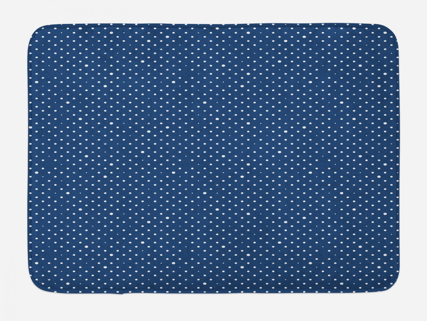 Navy Blue Bath Mat, Nostalgic Polka Dots Pattern Mixed with Little