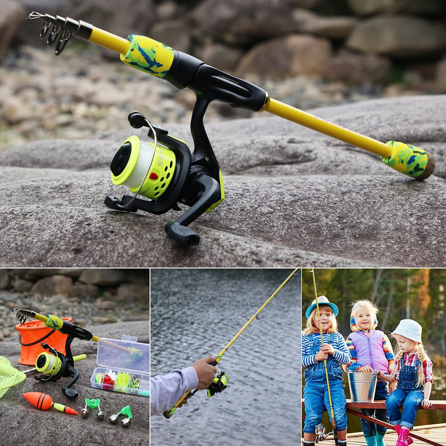 YONGZHI 1.5M Kids Fishing Pole,Portable Telescopic Fishing Rod and