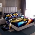 thumbnail image 1 of YST Boys Sports Car Full Sheets Yellow Race Car Bed Sheets Set,Racing Car Printed Flat Sheet Colorful Line Fitted Sheet Kids Girls Bedroom Decor,Microfiber 4 Piece, 1 of 5