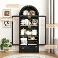 thumbnail image 3 of Blotout 75" Tall Arched Kitchen Pantry Storage Cabinet, Farmhouse Wood Pantry Arched Cabinet with Drawer, Glass Door and Adjustable Shelves for Dining Room Living Room, 3 of 8