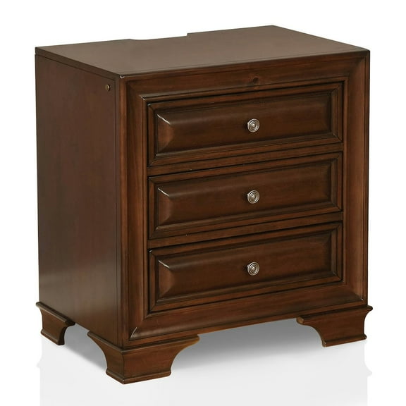 Furniture of America Bradford Solid Wood 3-Drawer Nightstand in Brown Cherry