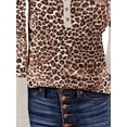 thumbnail image 4 of DYMADE Women Long Sleeve Knit Fabric Crew Neck Stiching Print Pullover Tunic T-Shirt, 4 of 4