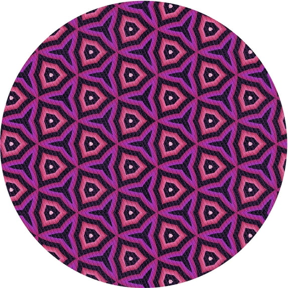 Ahgly Company Indoor Round Patterned Medium Violet Red Pink Area Rugs, 7' Round