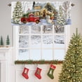 thumbnail image 4 of Christmas Winter Snowman Valances for Windows, 54 x 18in, Red Truck House Xmas Tree Rod Pocket Kitchen Valance Curtain Light Filtering Window Treatments for Living Room Bedroom, 1 Panel, 4 of 7