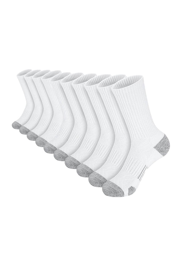5 Pairs Men's Moisture Wicking Crew Socks Breathable Cushioned Performance Athletic Socks for Running Hiking and Outdoor Activities