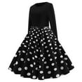 thumbnail image 4 of FAIWAD Women's Polka Dress Long Sleeve Knee-Length A-Line Dress Round Neck Cocktail Party Dress with Belt, 4 of 8