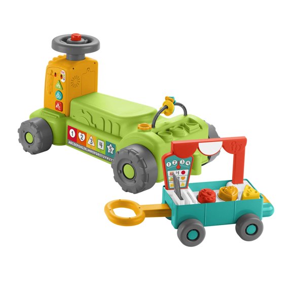 Fisher-Price Laugh & Learn 4-in-1 Farm to Market Tractor Ride-On Learning Toy- Bilingual Version