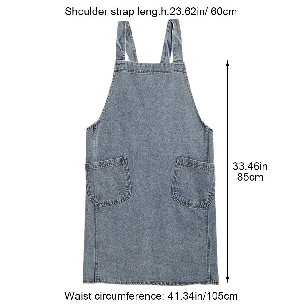Vjnyvs Work Apron Unisex Denim Apron with Pocket Adjustable Denim Apron Multi Purpose Apron Durable Chef Apron for Cooking Baking Bbq Gardening