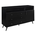 thumbnail image 1 of 52" Mid Century 3-Drawer 1-Door  WoodSideboard - Solid Black, 1 of 6