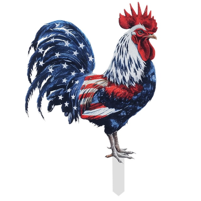 SXcggal Independence Day Rooster Card Beautiful Design And Bright Colors Combine To Create An Indispensable Independence Day Decoration To Enhance Your Style Practical Basic Card Slot For Garden