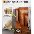 thumbnail image 6 of IDEALHOUSE Sofa Bed Tan Oversized 360° Rocker Swivel Recliner Chair, 27in Wide PU Leather Manual Recliner with 1.5X Sponge Filling, Easy Recline, Support Up to 400 lbs for Living Room and Bedroom, 6 of 8
