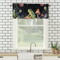 thumbnail image 3 of Fairy Tale Window Curtain Valances Boho Green Leaves Rustic Frog Mushroom Flower Plant Galaxy Rod Pocket Window Valance for Living Room Bathroom Bedroom Kitchen 54 by 18 in, 1 Panel, 3 of 6