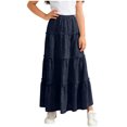 thumbnail image 2 of ZOYOEN Girls Eyelet Ruffled Skirts- Cute Trendy Casual Elastic Waist Kids Maxi Skirt Navy Size 12, 2 of 7