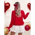 thumbnail image 2 of Women Valentine Knit Sweater Long Sleeve Crewneck Pullover with LOVE Letters Casual Warm Holiday Gift Tops, 2 of 5