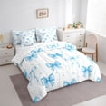 thumbnail image 2 of Erosebridal Kawaii Blue Stripes Bow Bedding Comforter Set 7-Piece for Teens,Kids Girls Cartoon Polka Dots King Bedding Sets,Luxury Bedroom Decor, 2 of 6