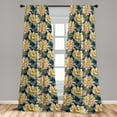 thumbnail image 2 of Floral Window Curtains, Blossoming Lotus Flowers Watercolor Waterlily on Green and Navy Back, Lightweight Decor 2-Panel Set with Rod Pocket, Pair of - 28"x63", Dried Rose Pastel Yellow, by Ambesonne, 2 of 3