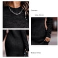 thumbnail image 3 of Vestido De Punto, Elegante Vestido De Suéter De Cuello Redondo Transpirable Bodycon Para Fiesta De Vacaciones ANGGREK Negro M, 3 of 6