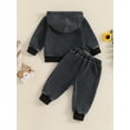 thumbnail image 5 of Baby Toddler Boys Pants Clothing Set, 3 6 12 18 24 Months 2T 3T Denim Long Sleeve Hoodie with Elastic Waist Sweatpants 2-piece Outfit, 5 of 9