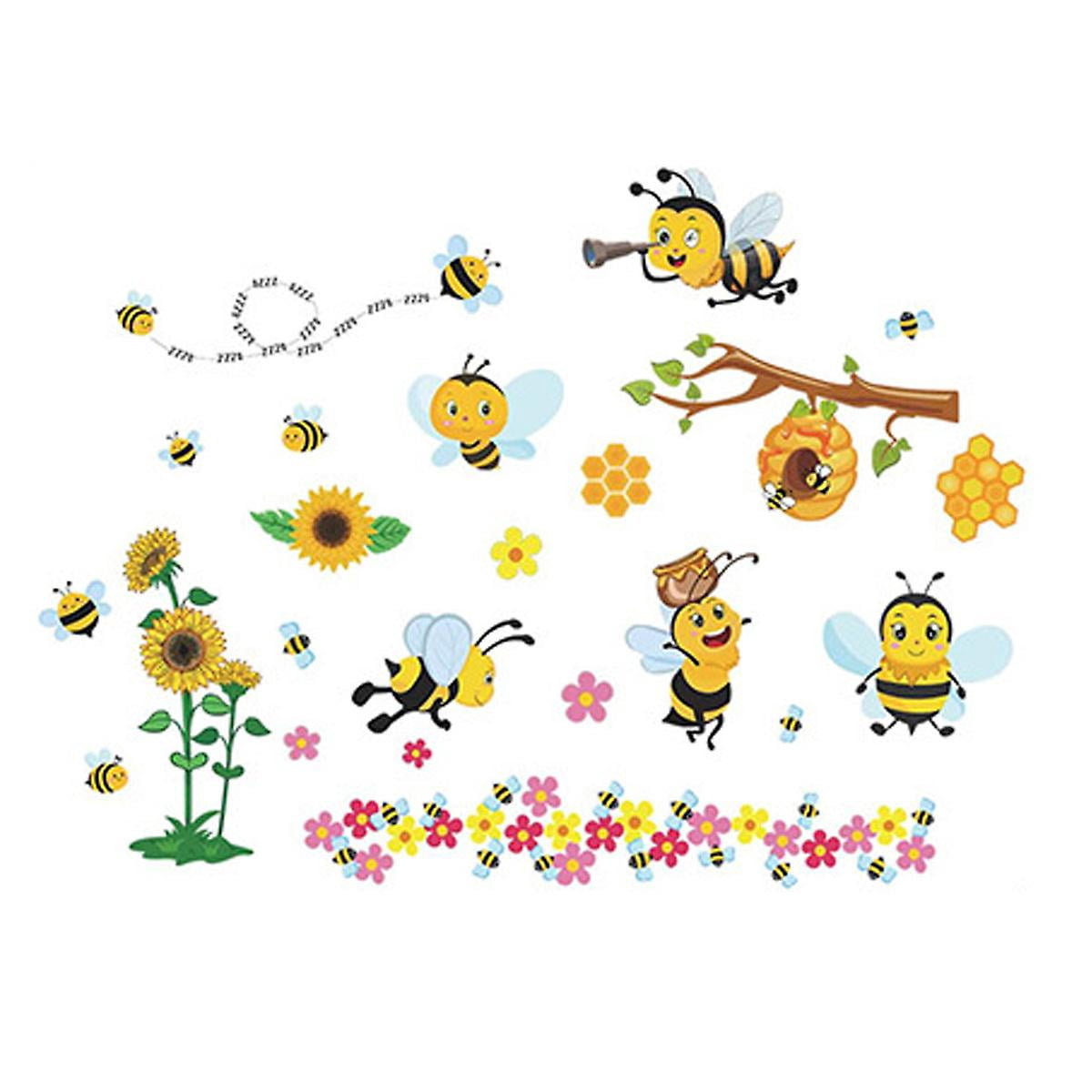 Vinilo Decorativo De Pared - Diseño De Abeja - 26 X 67 Cm - Para Habitación Infantil - Extraíble Y Lavable