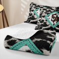 thumbnail image 4 of Feelyou Brown Cowhide Initial S Quilt King for Women Girls, Turquoise Western Plaid King Coverlet Set, 3 Pieces, 4 of 7