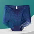 thumbnail image 2 of Women's Plus Size Lace Briefs High Waist Ultra-Thin Panties Full Coverage Mesh Breathable Underwear (Medium, Blue), 2 of 3