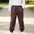 thumbnail image 2 of DJDLJWCJ Boys Cotton Sweatpants Soft Comfy School Uniform Pants with Elastic Waist Solid Color Casual Pants Coffee Size 10, 2 of 9