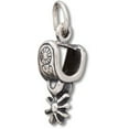 thumbnail image 1 of Sterling Silver 20" 1.2mm Box Chain 3D Cowboy Boot Spurs Pendant Necklace, 1 of 2