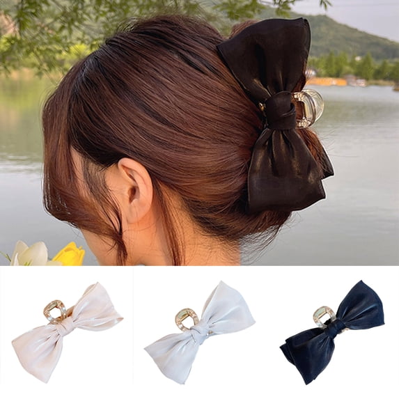 Shenmeida 4PCS Large Bow-knot Decor Ribbon Hair Clips, Hair Bow Knot Barrette Hair Clips Hair Accessories For Women and Girls