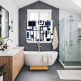 thumbnail image 3 of Navy Blue Black Grey Geometric Kitchen Curtains 72 Inch Length, Middle Century Modern Abstract Art Grommet Bedroom Living Room Curtains, Light Filtering Cafe Curtain Drapes 2 Panels Set 104''x72'', 3 of 9