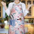 thumbnail image 6 of Pioneer Flower Floral Print Pattern Apron-Garden Aprons for Women with Pockets-Cotton Linen Waterproof Kitchen Cooking Gardening Aprons Adjustable for Kitchen,Cooking,BBQ and Salon 33x27 Inch, 6 of 7