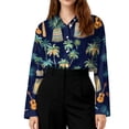 thumbnail image 5 of Womens Hawaiian Shirts Long Sleeve Button Down Ocean Wave Print Aloha Shirts Summer Beach Vacation Blouses, 5 of 5