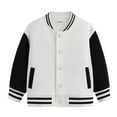 thumbnail image 4 of CAICJ98 Toddler Baby Boy Girl Baseball Jacket Y2k Varsity Kids Bomber Jackets Boys Girls Color Block Button Letterman Jackets (White,4-5 Years), 4 of 4