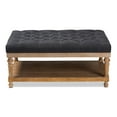 thumbnail image 3 of Baxton Studio Lindsey Modern and Rustic Charcoal Linen Fabric Upholstered and Greywashed Wood Cocktail Ottoman, 3 of 8