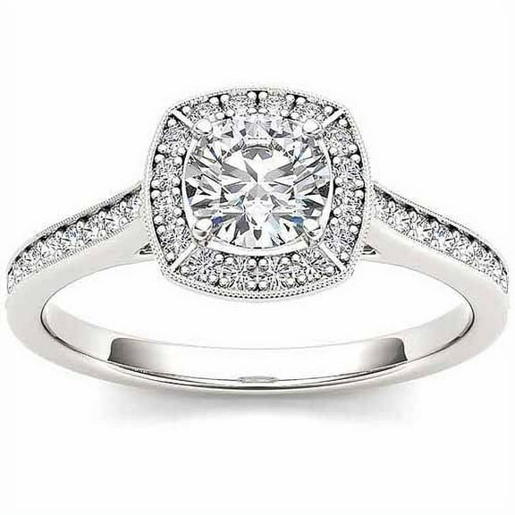 3/4 Carat T.W. Diamond Single Halo 14kt White Gold Engagement Ring